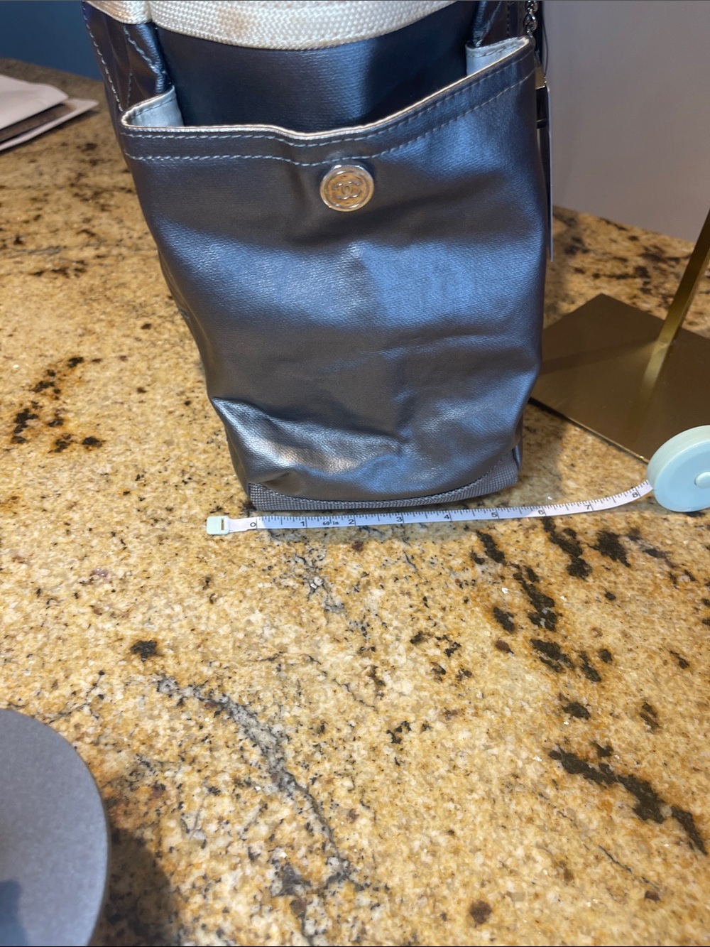 CHANEL Quilted Leather and Canvas Tote - dark gray and Cream - Picture 14 of 14